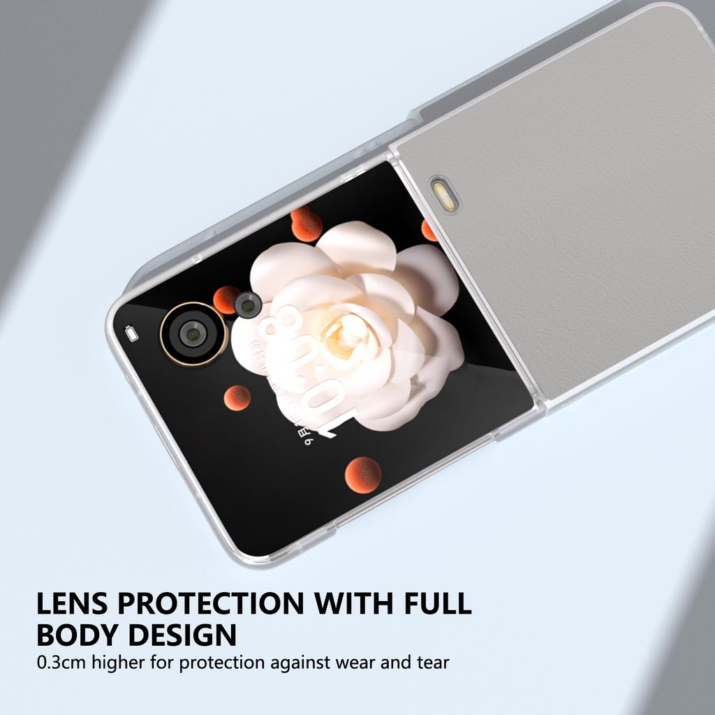 Pro Honor Magic V Flip 5G Pouzdro Průhledný Matný Okraj PU Kůže+PC Skládací Kryt na Telefon
