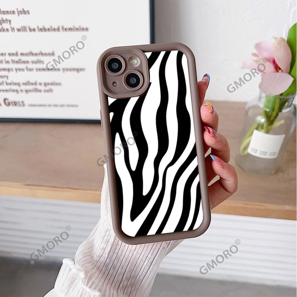 South East Asia Black and white zebra pattern mobile phone case for iPhone16 premium protective case Apple 17 silicone soft case