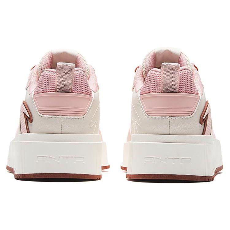 Anta Milk Cap 2 Thick Sole Casual Shock Resistant Low Top Skate Shoes Women sneaker White Pink 922348080-4