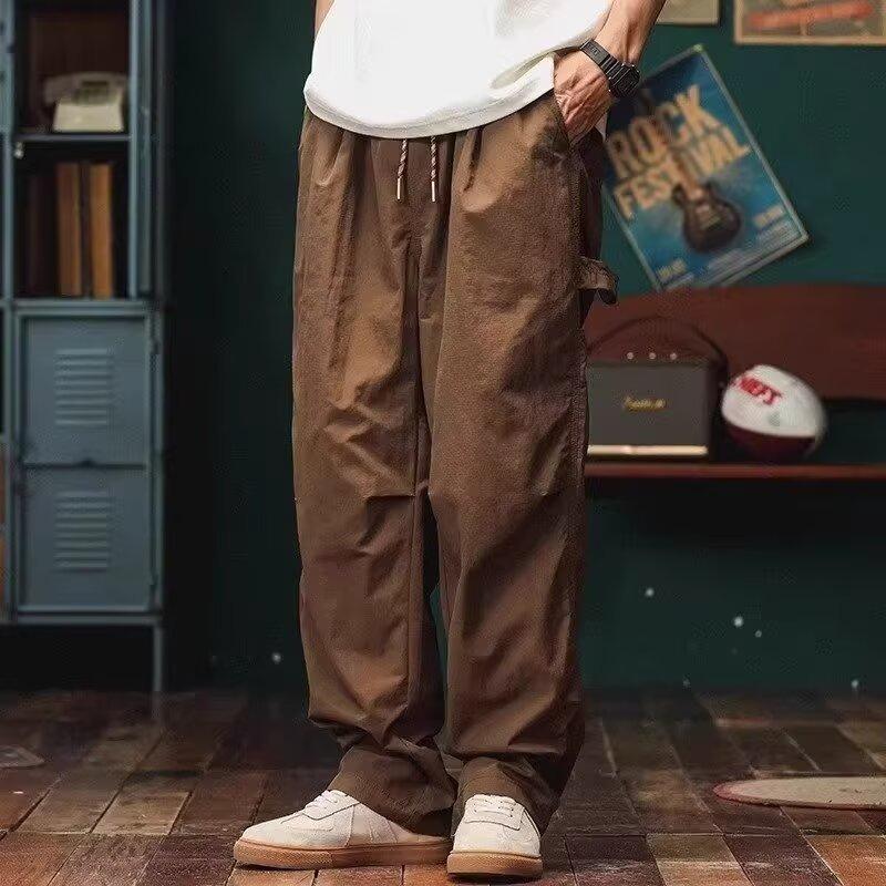 Pantaloni Cargo da Uomo da Campeggio All'Aperto Stile Giapponese Estivi Vestibilità Ampia Pendolarismo Alpinismo Pantaloni da Paracadutista Gamba Dritta