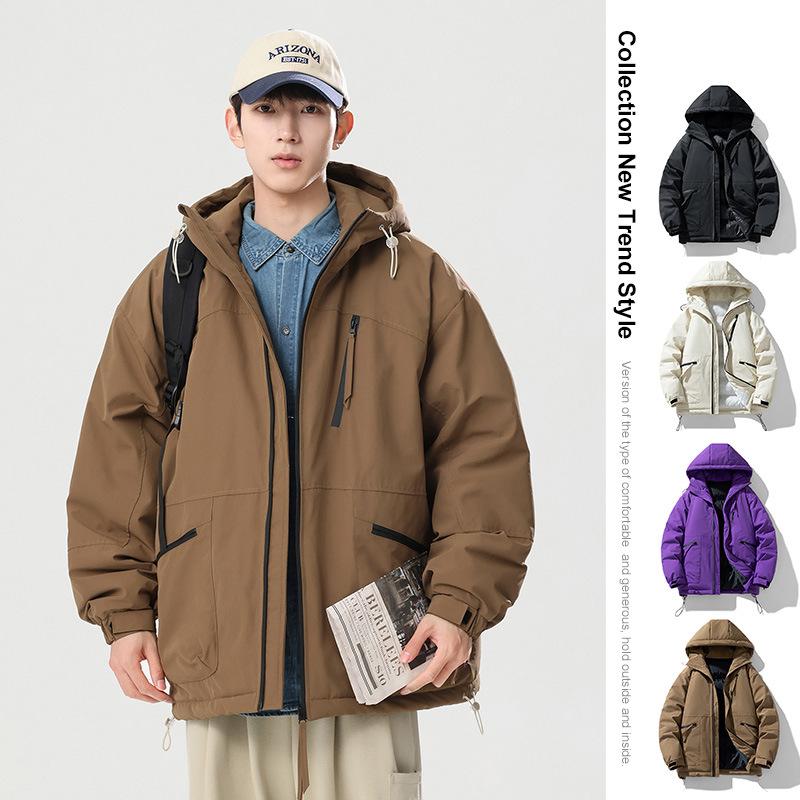 Cotton Coat Men's Winter New Thickened Solid Color Bread Coat Men's and Women's Student Trendy Loose Couple Cotton Coat Men