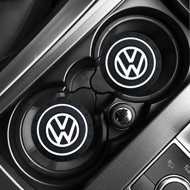 2026 Hot For Volkswagen VW 2Pcs Car Anti Slip Coaster Anti-noise Water Cup Pad Cushion Car Styling For Volkswagen VW Jetta Rline