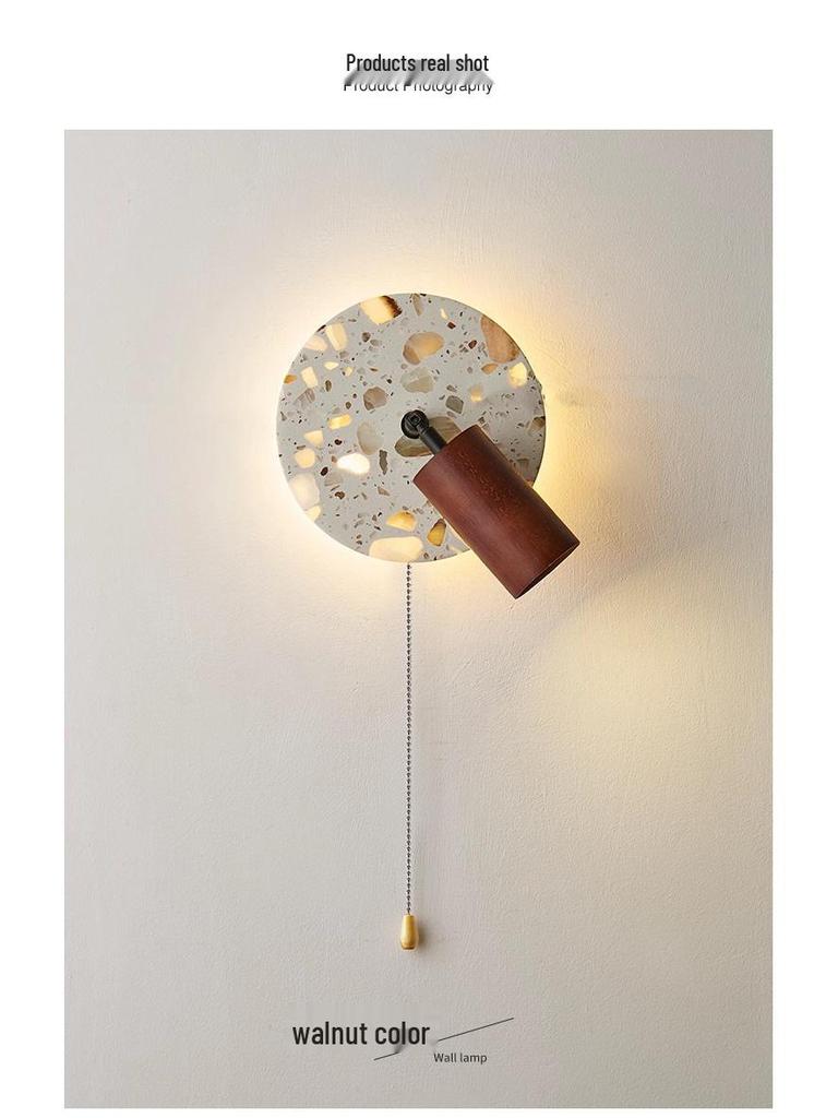 Nordische drehbare transluzente Stein-LED-Wandleuchte für Schlafzimmer im Wabi-Sabi-Stil, Nachttisch, Eingang oder Balkon.