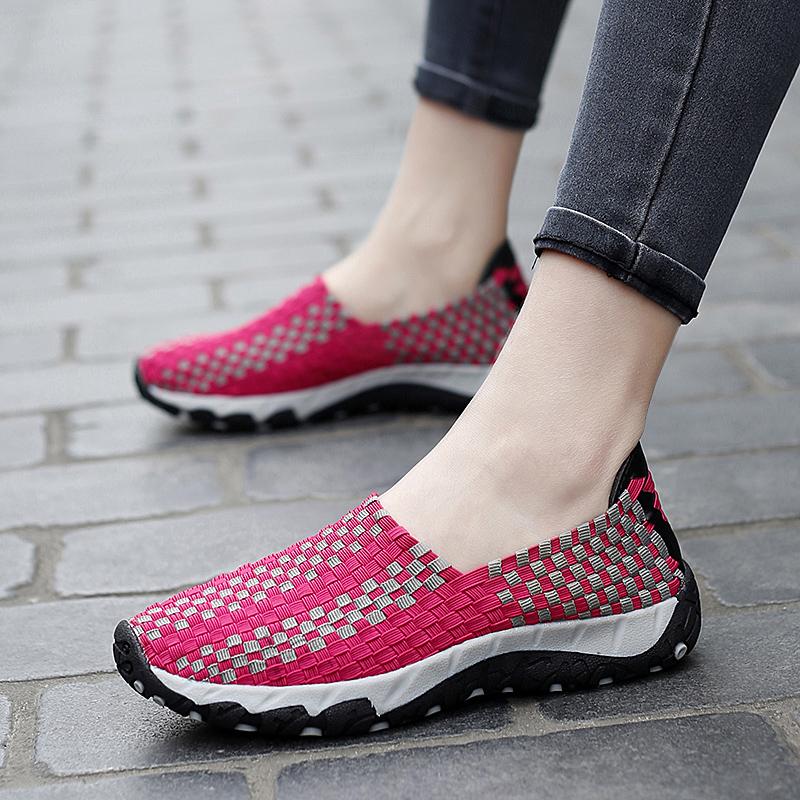 Sommer Damen Sneaker Komfort Lässig Übergröße Ballerinas Strand Laufschuhe Leichtgewicht Slip-on