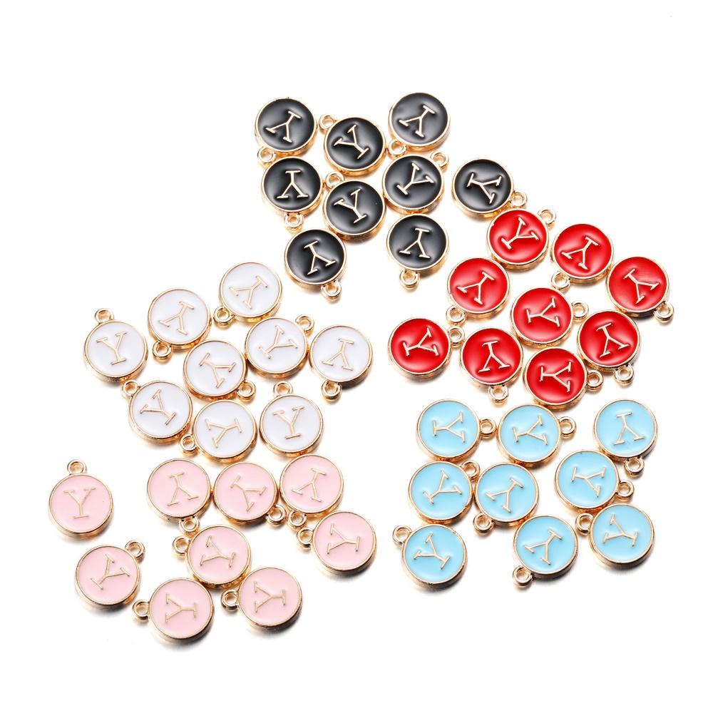 20Pcs 12*15mm A-Z Letter Charms Enamel Charms Alphabet Initial Letter Handmade Pendant for DIY Bracelet Necklace Jewelry Making
