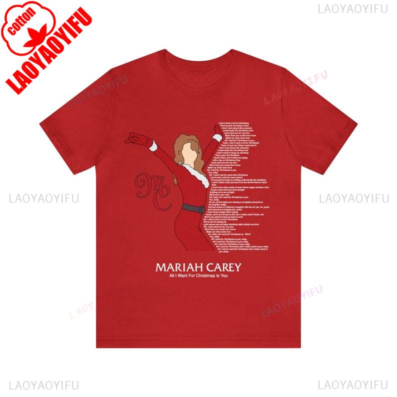 Mariah Carey All I Want for Christmas Is You Tshirt Love Actually Shirts Christmas Song Xmas Tee Women Clothes Aesthetic Clothes