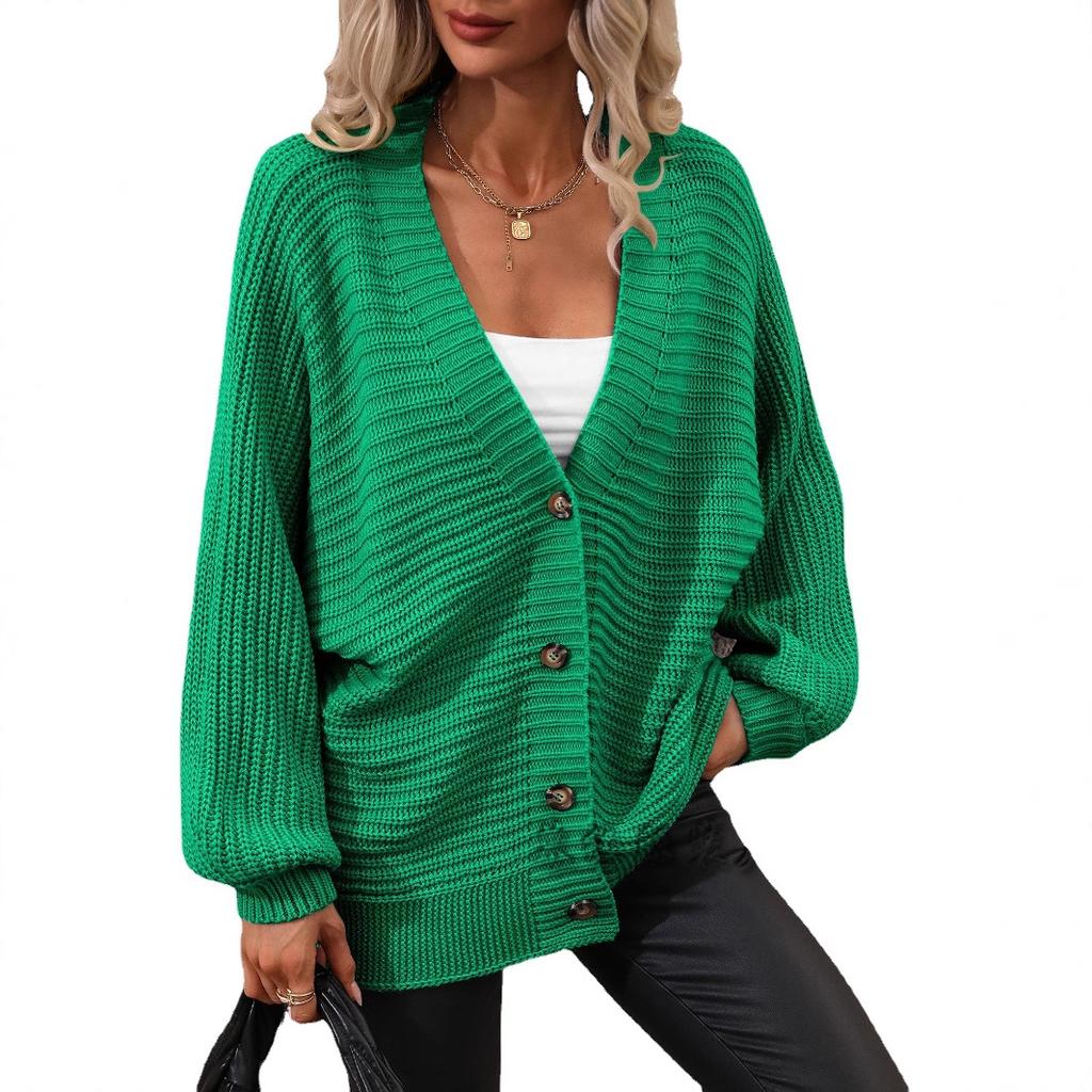 Winter knitted women's European beautiful women's sweater solid color knitted cardigan loose sweater women