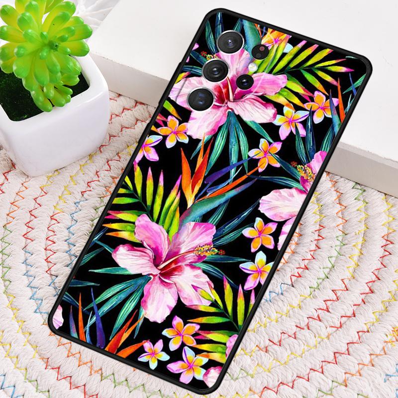 Retro Tropical Floral Flowers Phone Case For Samsung Galaxy Note 10 Pro S26 S25 S24 S23 S22 Ultra Plus S21 FE S20 Cover