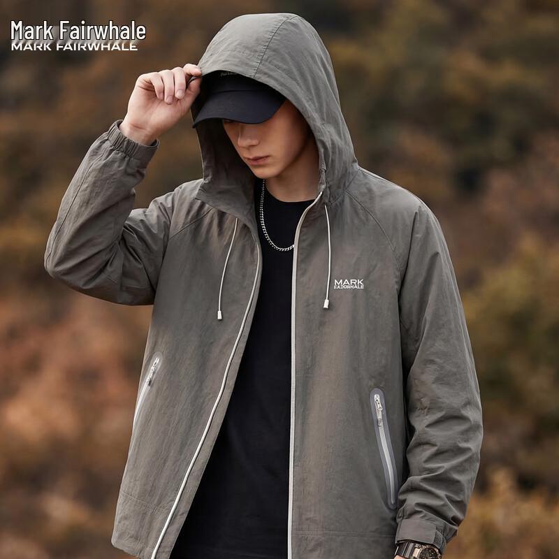 MARK FAIRWHALE Men's Ant-Wrinkle Lightweight Hooded Jacket