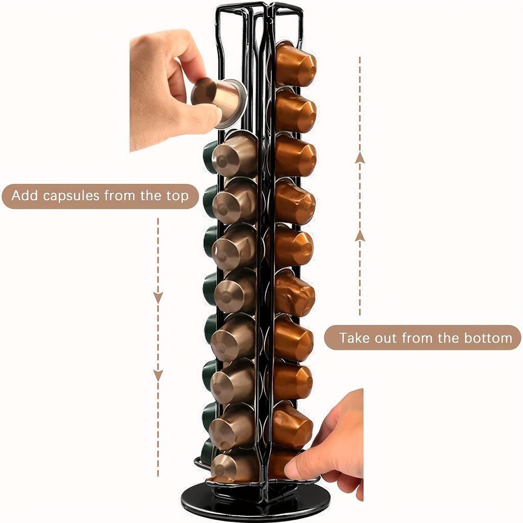 Rotatable Coffee Capsule Rack, Original Coffee Bean Storage Rack, 360 Degree Rotating Coffee Capsule Rack, Holds 40 Capsules