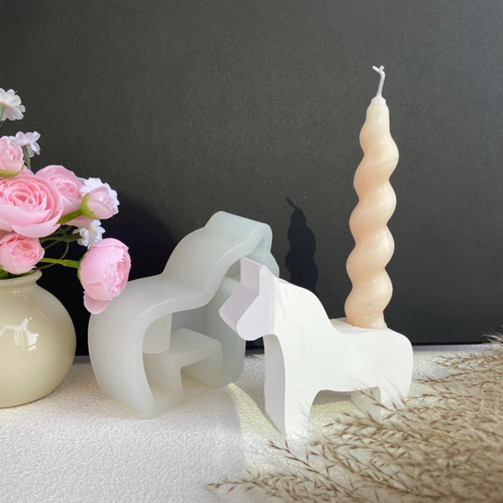 Horse Shape Candlestick Silicone Mold DIY Concrete Cement Plaster Animal Candle Holder Molds Epoxy Resin Candle Stand