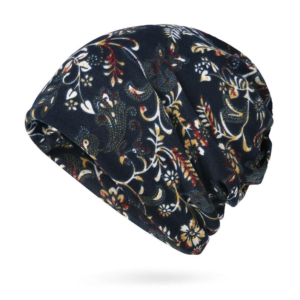 Multifunctional Turban Hats Plaid Print Casual Hedging Cap Autumn and Winter