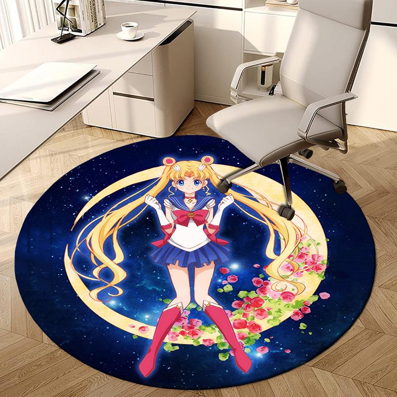 1pc Sailor Moon Round carpet, Made of Polyester,Perfect for Decorating Office Chairs, Living Rooms,fplt053