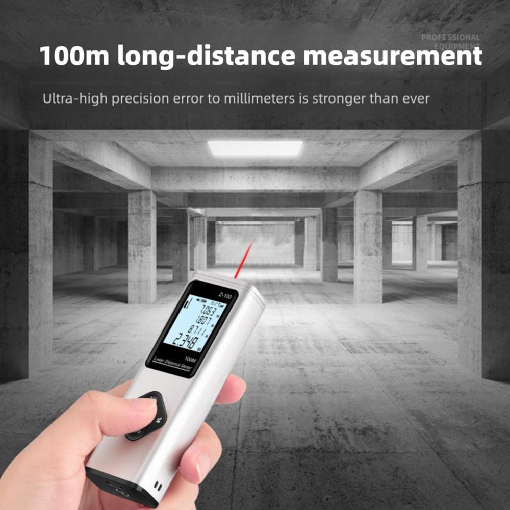 100M Portable Handheld Laser Range Finder Tools Mini Smart Laser Distance Meter Measure Infrared Rangefinder USB Rechargeable