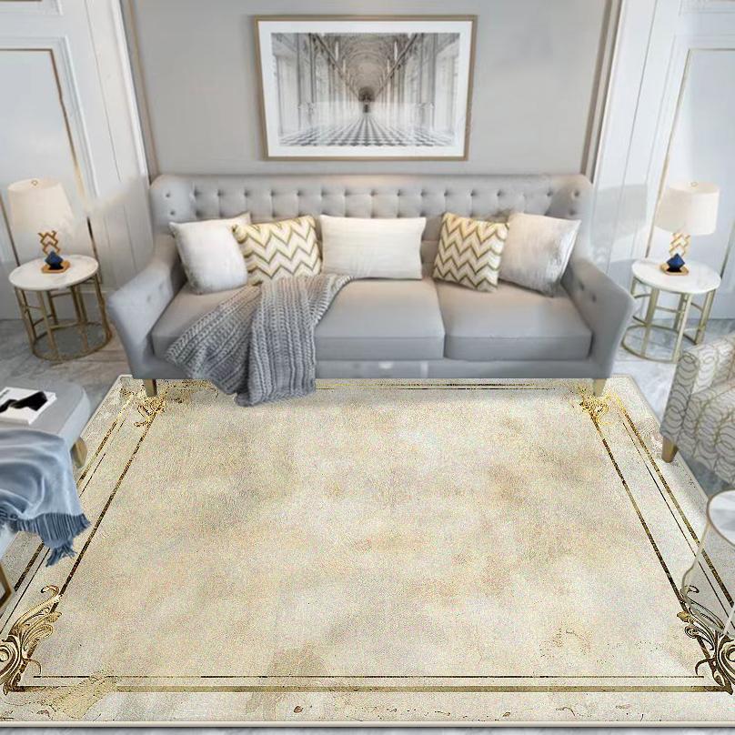 Chinese Style Carpet Living Room High-end Luxury American Hairless Tea Table Rug Short Velvet Bedroom Bed End Floor Mat Lounge