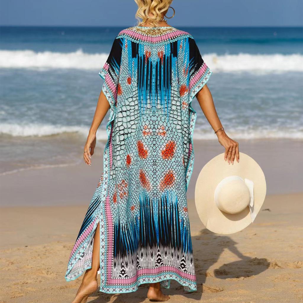 Women's Dress, Colorful Floral Prints, Vacation Loose Robe, Bikini, Sun-protective Smock