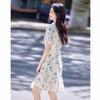 Elegant New Chinese Style Butterfly Print Midi Dress