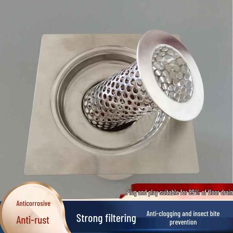 Filtro per Scarico Capelli Anti-Intasamento in Acciaio Inossidabile e Copertura a Rete Anti-Insetti per Lavandini del Bagno.