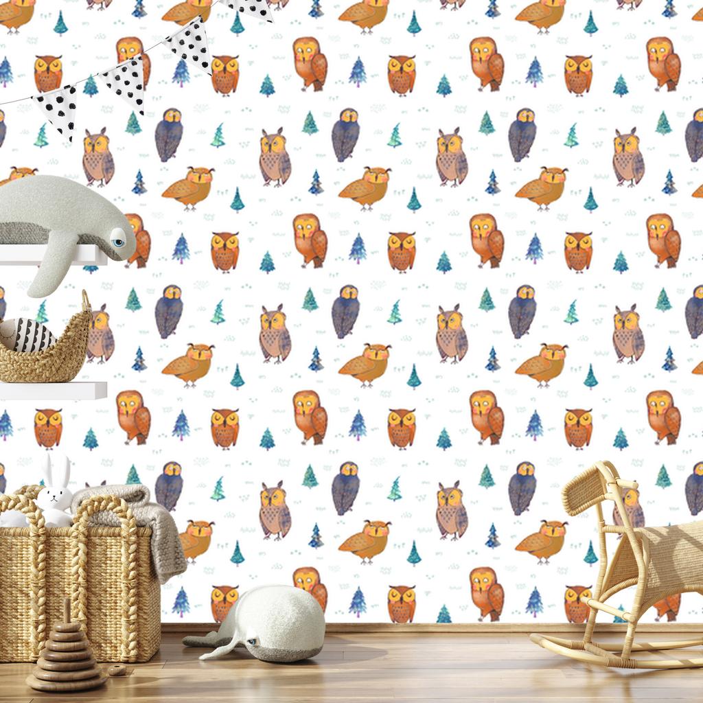 Owls with trees in the background wallpaper for living room and bedroom 50x1000