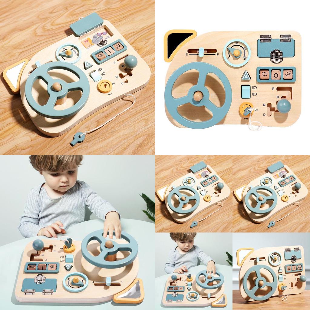 Wooden Busy Board Steering Wheel Toy For Kid Learning And Development