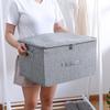 Solid Color Clothes Quilt Storage Box Underwear Sealed Box Cotton Linen Bedding Storage Organizer Wardrobe Tidy Case
