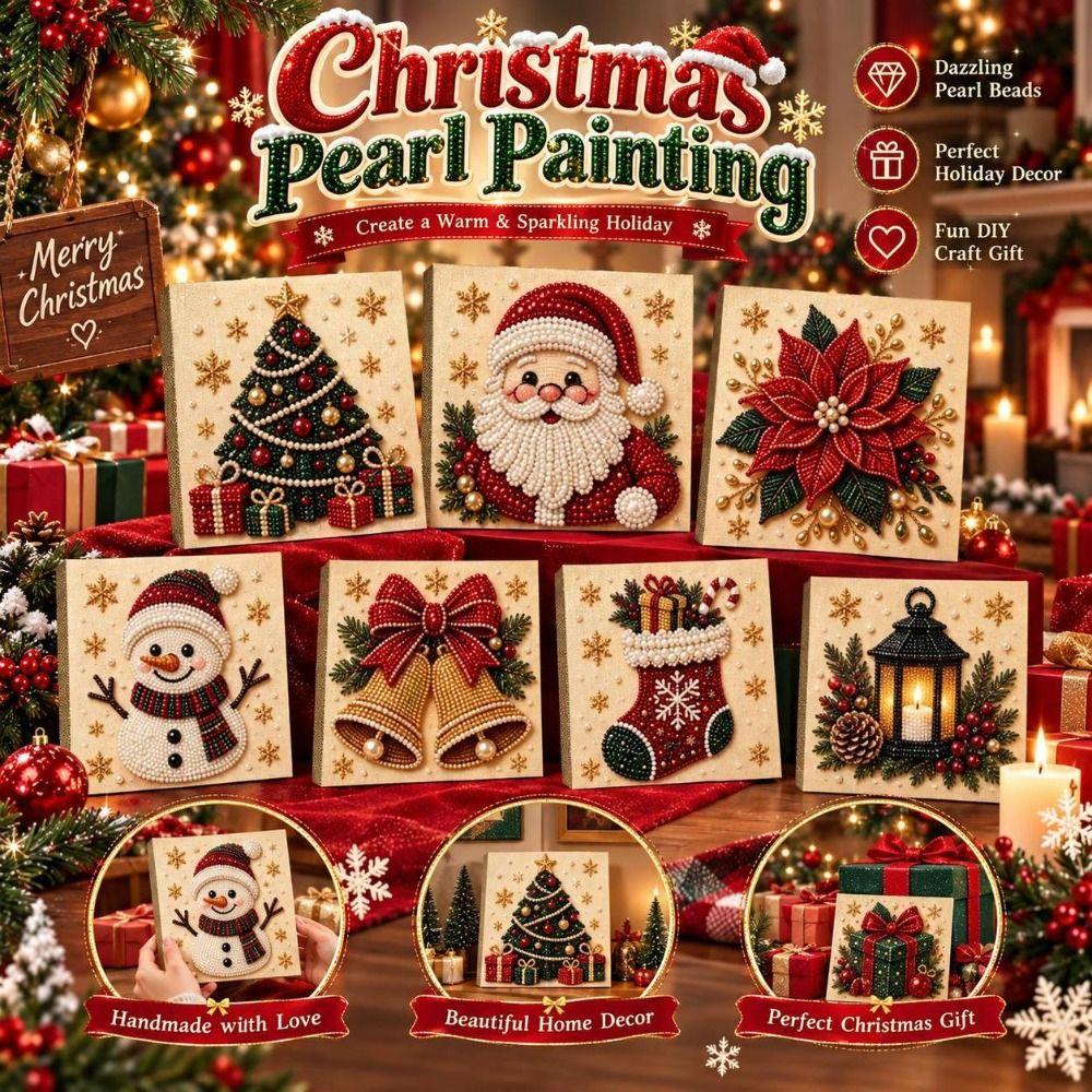 DIY Craft Kit Christmas Diamond Collage 2D Flat Beaded Picture Christmas Decoration