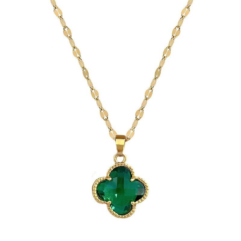 Four-Leaf Clover Necklace Female Design Light Luxury Simple Lace Pendant Collarbone Chain