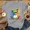 Frog Printing T-Shirt Women Men Tees Round Neck T-Shirt  Women Clothing  Aesthetic Clothes