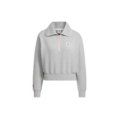 Originals Skate Short Džemperis su pusiau užtrauktuku ir apykakle Moteriški viršutiniai drabužiai Medium-Hemp-Grey IZ1514