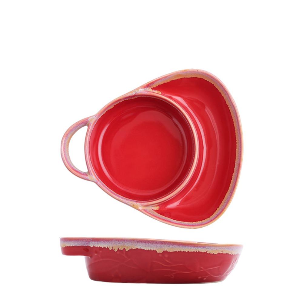 Heat-resistant Sandwich Plate with Handle French Fry Plate  Dinning Table красный