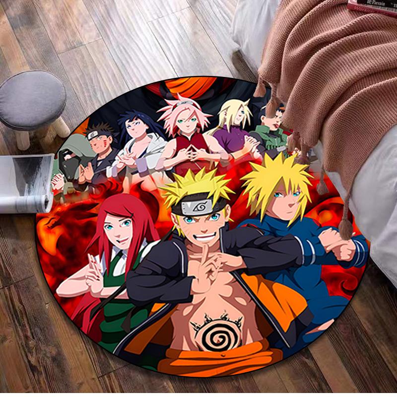 1Pc Naruto Circular Rug Office Decorative Carpet For Living Room Bedroom Door Mat Floor Carpet Computer Chair Area Rug