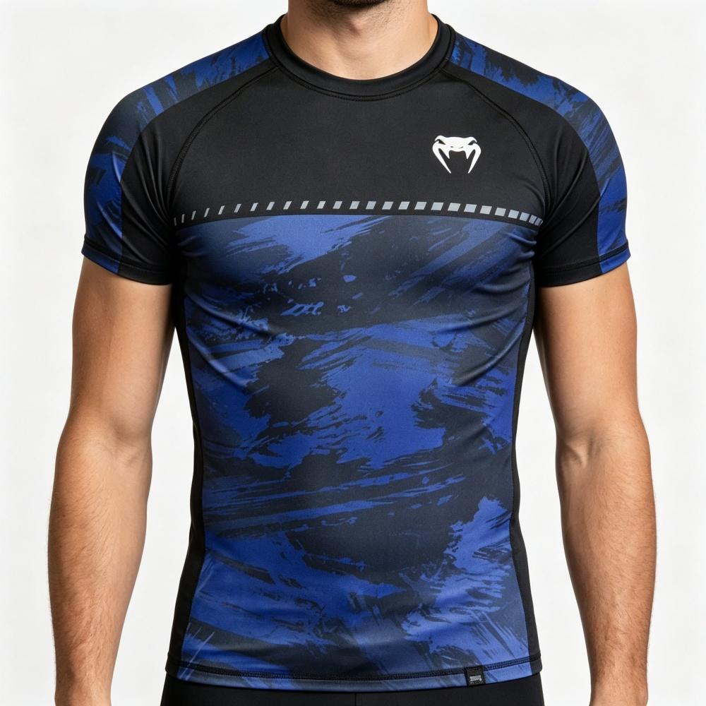 Men's Sports Short-sleeve T-shirt Round Neck Breathable Gym Training Top Fashion Print Casual Activewear