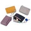 Fashion Women's Genuine Leather Coin Purses Mini Pouch Change Wallets 3 Zippered Change Pouch Wallet with Key Ring for Women