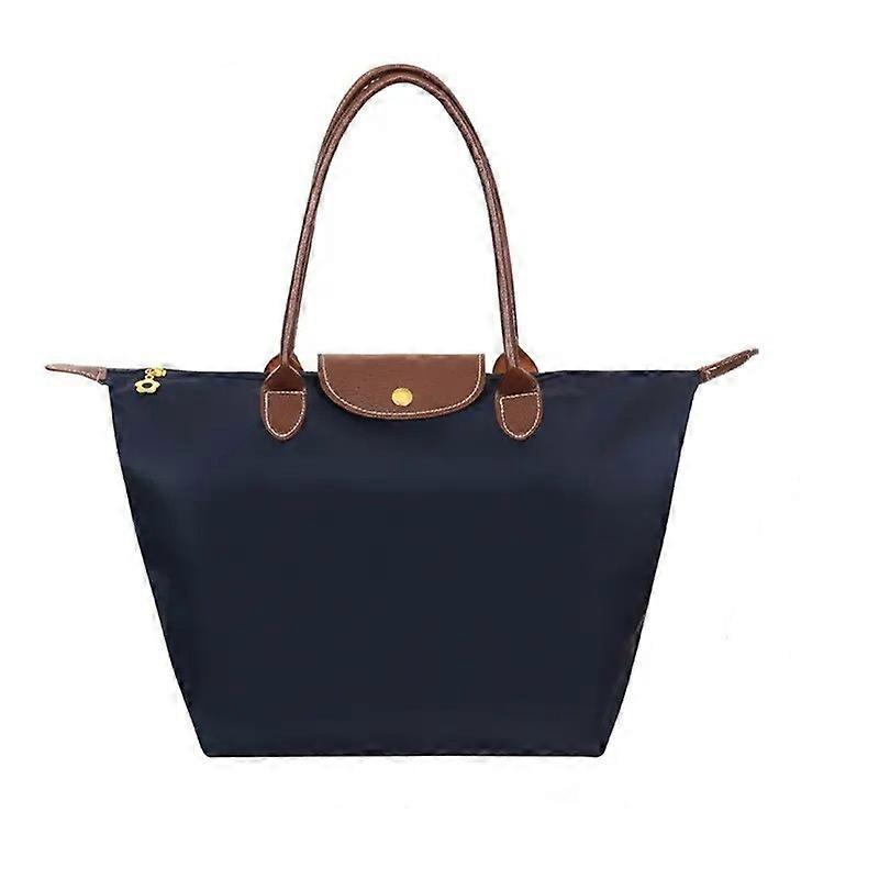 Borsa Shopping Classica Monocolore da Donna in Tessuto Oxford Borsa a Spalla in Nylon Borsa Pieghevole per Riporre