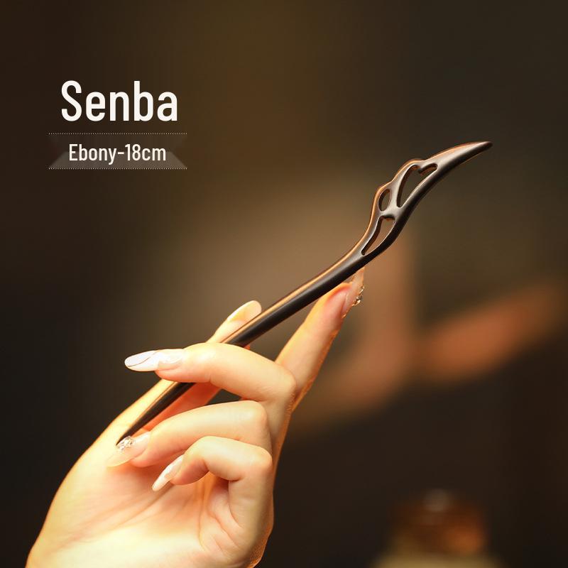 Elegant Handmade Black Sandalwood Hairpin: New Chinese Style, Ancient-Inspired, Simple, Everyday Wooden Hairpin for Women