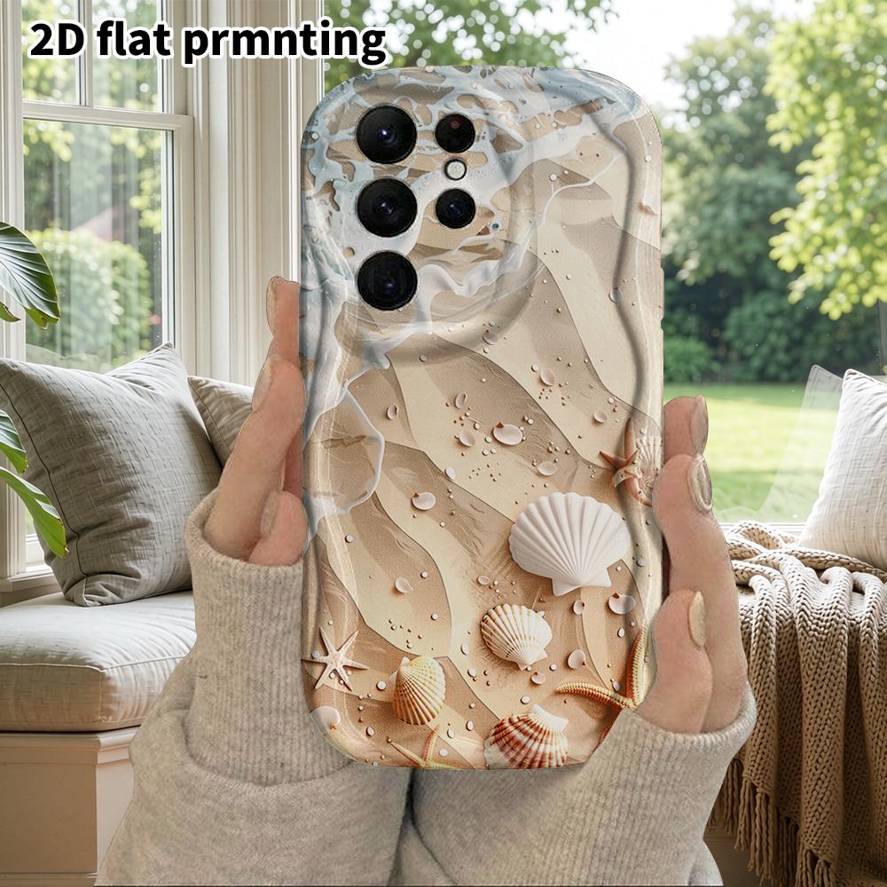 Phone Case: 2D Flat Samsung Galaxy A34 A35 M05 M06 S20 S22 S21 FE Plus 5G Protective Case, Couples Style, Shell Waves, Christmas and Halloween Gift