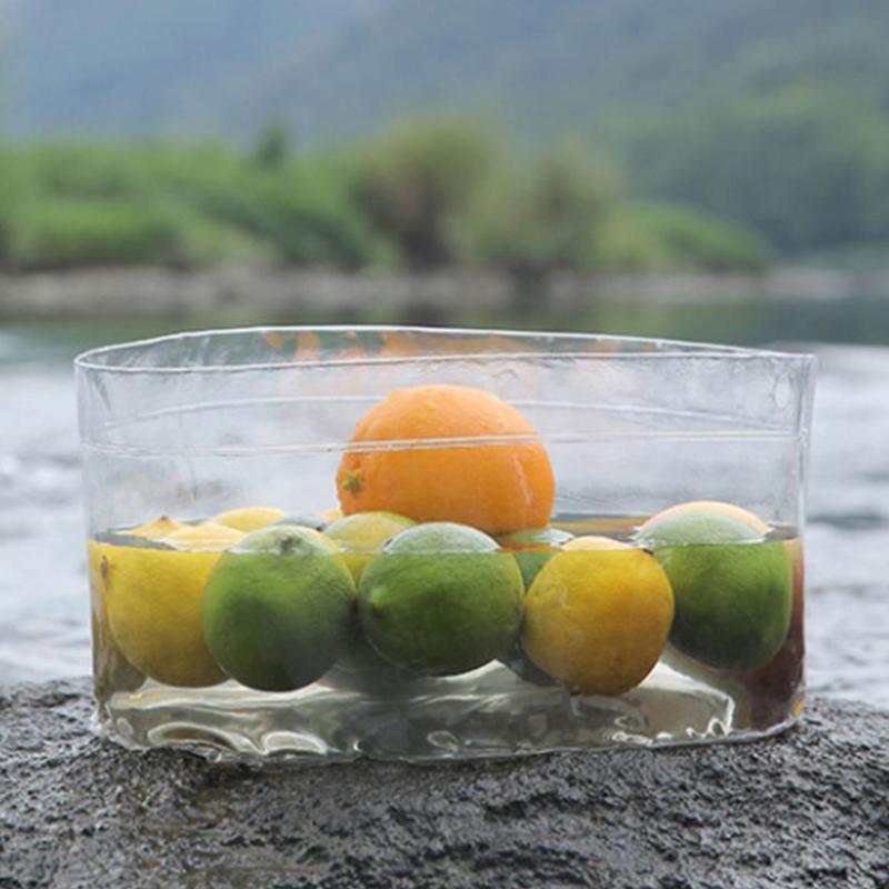Foldable Transparent Bucket Picnic Fruit Basket Portable Clear Water Basins Food Storage Container For Camping Hiking Fishing
