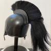 Casco de Aquiles Troya, legendario guerrero griego, caballero medieval, armadura, yelmo de recreación LARP, armadura, disfraces SCA, casco negro para hombre con penacho negro