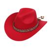 Women Men Western Cowboy Hat, Wide Curved Brim Felt Cowgirl Hat, Vintage Jazz Riding Hat, Removable Hat Belt, Head Circumference 56‑58cm