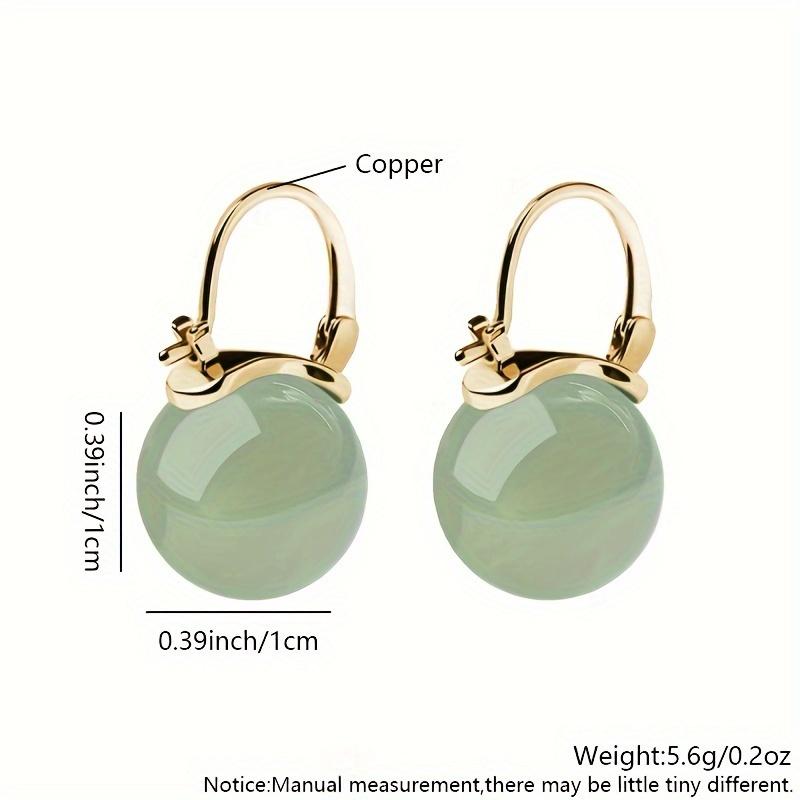 SUNSLL New Ancient Style Green Jade Bead Drop Earrings Temperament Ear Buckle For Women Girls Banquet Party Jewelry Gifts