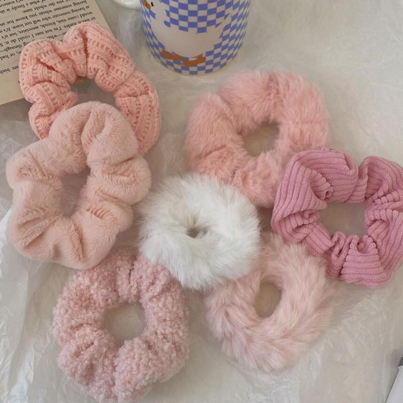 7 Pcs/Set Women Hair Scrunchies Set Plush Solid Hair Band For Girls Ponytail Holder Rubber Bands Hair Ties Hair Accessories