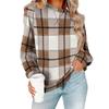 Women's Loose Plaid Pullover Sweatshirt, Long Sleeves, Neck Top
