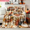 1pc Autumn Harvest Theme Pumpkin Still Life Pattern Flannel Blanket Single-Sided Print Soft Air Conditioning Blanket Office Sofa B