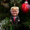 7 Stück Trump-Weihnachtsornament, 2D-flaches Acryl, Cartoon-Trump-Hängeornament, Weihnachtsbaum-Dekoration, Rucksack-Behang, Geschenk für Trump-Fans