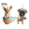 Acrylic Hanging Ornament Animal Dog Pendant with Lanyard Easy To Hang Creative Christmas Tree Ornament Bag Charms
