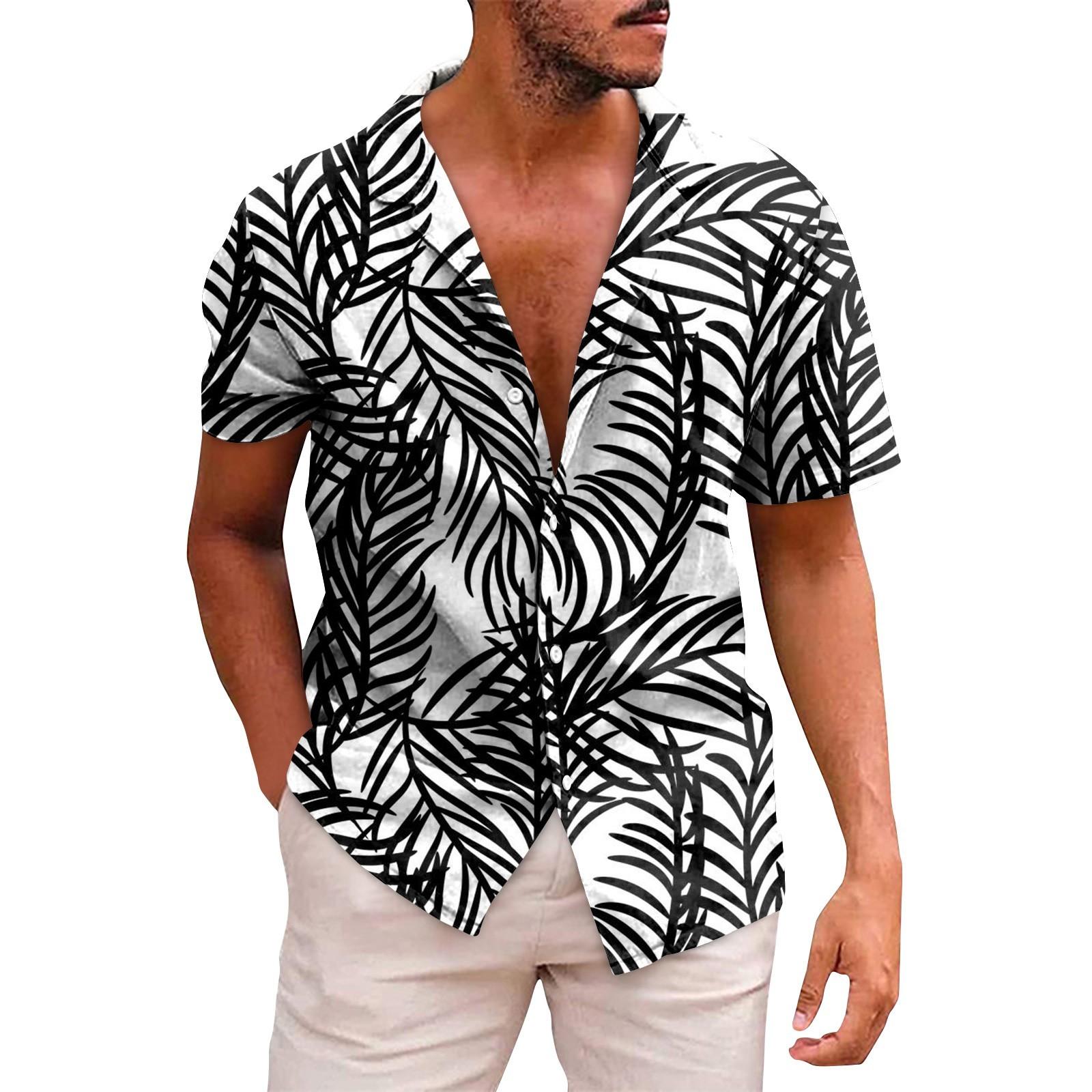 

Мужские гавайские рубашки с короткими рукавами и пуговицами с принтом. Мужские повседневные модные рубашки с короткими рукавами. XXL белый
