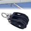 Swivels Pulley Block with Metal Hardware, Two Rope Guide Pulley, Rigging Roller for Block and Tackle, Awning, Sailboats Equipment