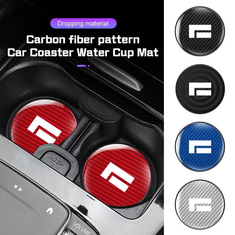 For BAIC Jishi Polestone 01 Rox 01 2026 2026 2026 Carbon Fiber Car Coaster Water Cup Mat Anti-slip Pad Accessories