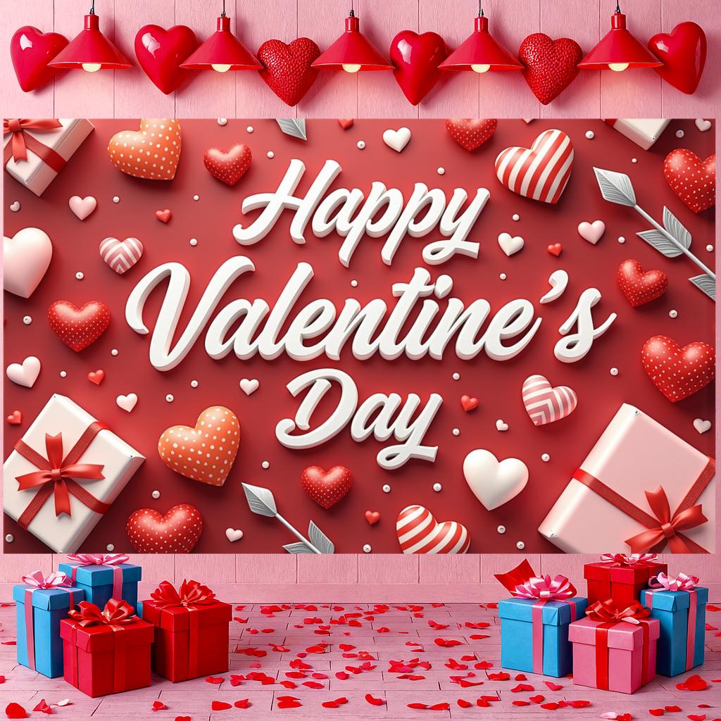 Romantic Backdrop Love-themed Valentine's Day Banner Valentine's Event Banner Polka Dot Design Love Celebration Background