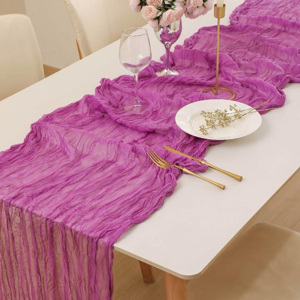 Gift Semi Sheer Cheesecloth Table Runner 35×70 Inch Polyester Boho Table Flag Boho Gauze Table Cloth Garden Party
